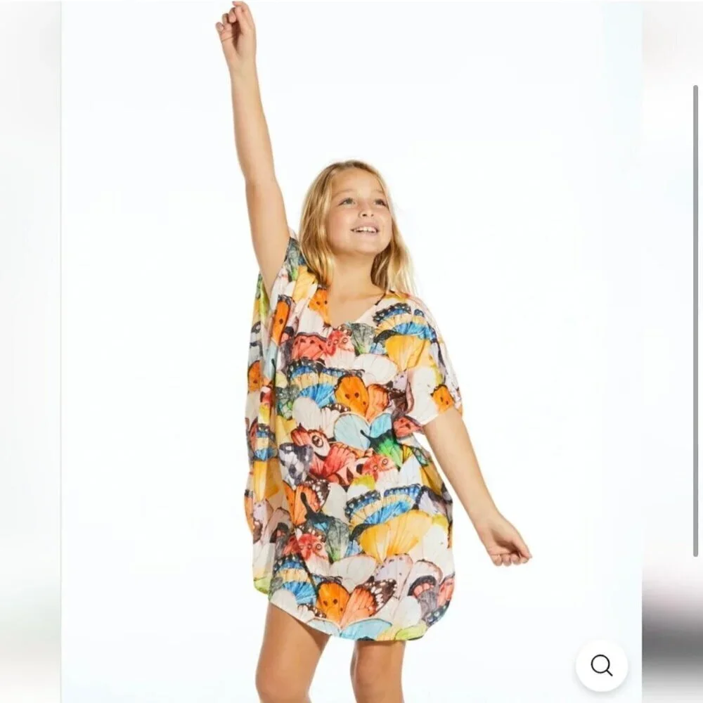 Stella Cove orange Butterfly printed kaftan coverup dress 10yrs